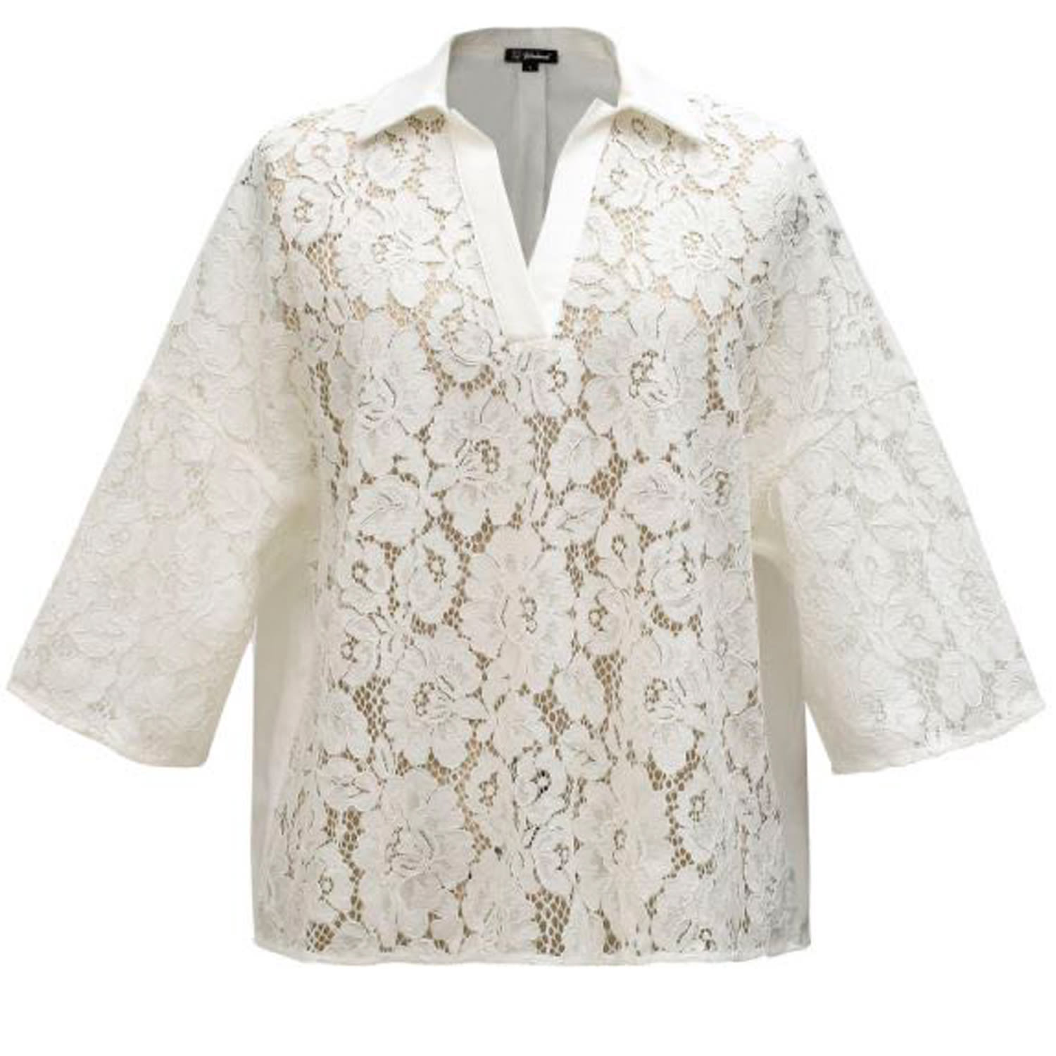 Smart And Joy Women's White Lace And Cotton Blouse In White