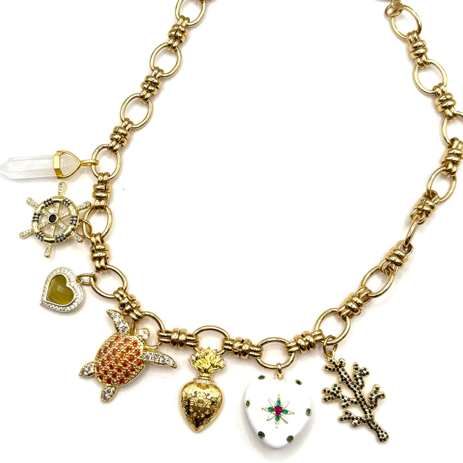 Women's Neutrals / Gold Summer Fun Charm Necklace | Achala Handcrafted