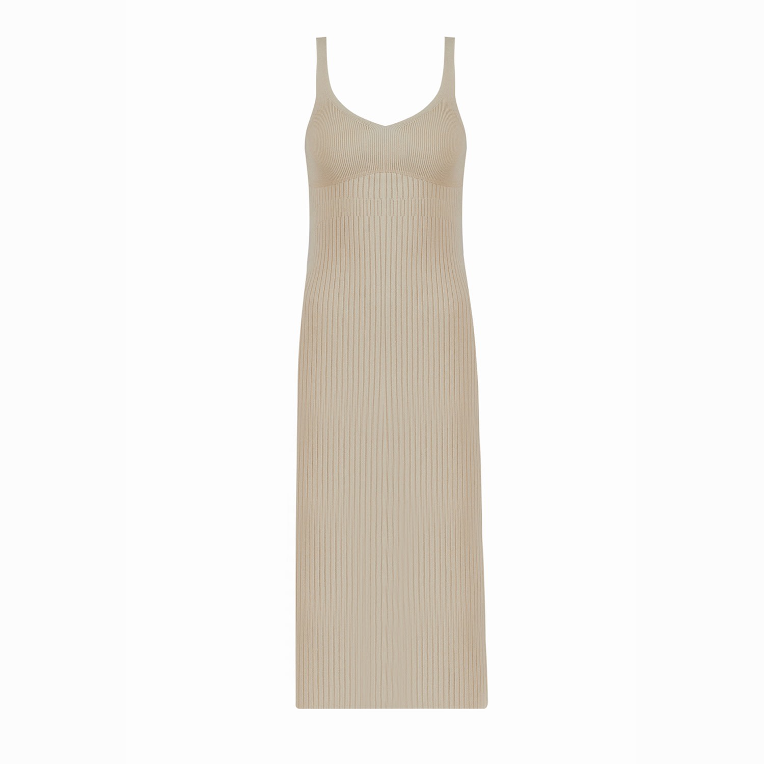 Women’s Neutrals Kntlgy Underwired Beige Ribbed Midi Dress S