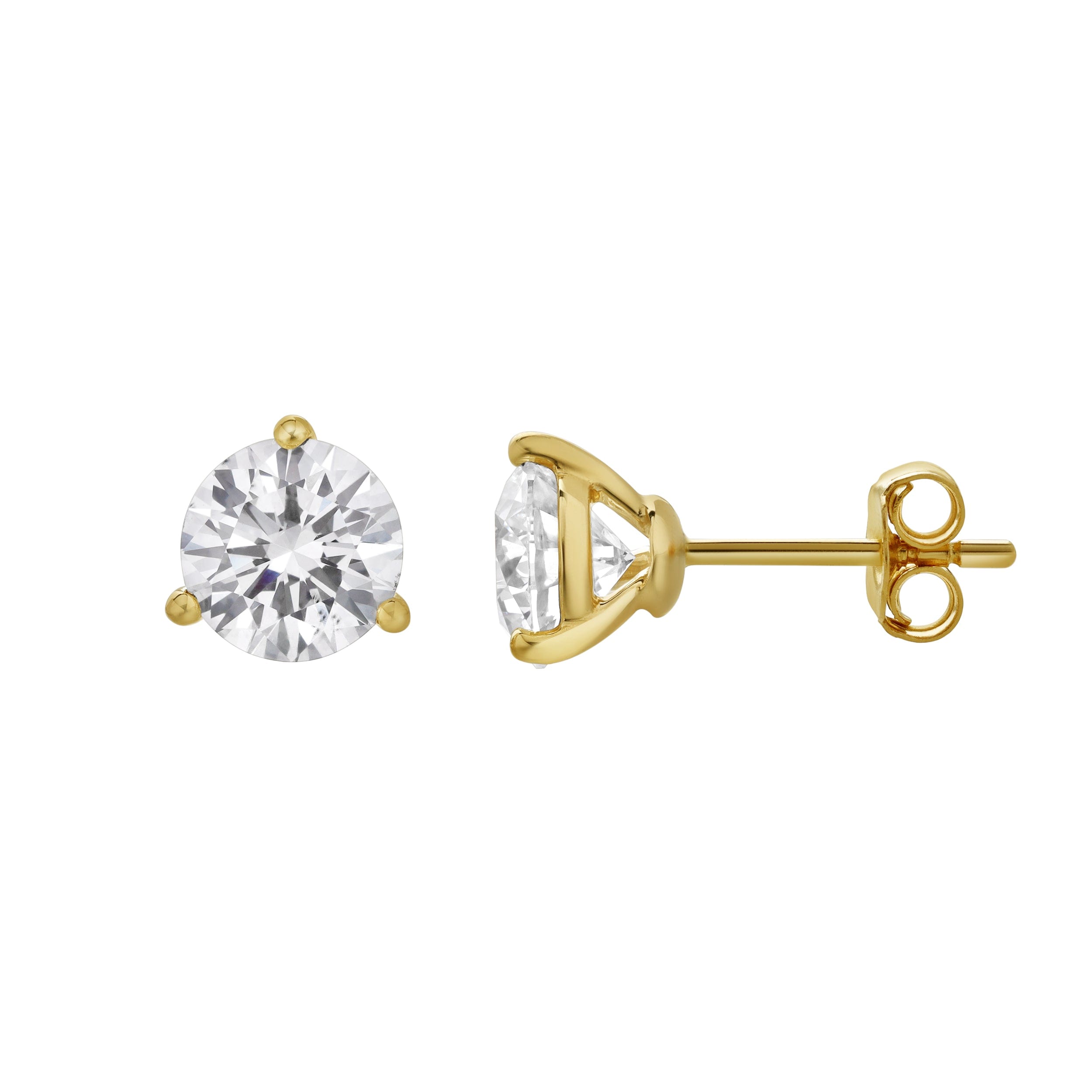 Lmj Women's Ellipse Yellow Gold Lab Grown Round Solitaire Diamond Earrings