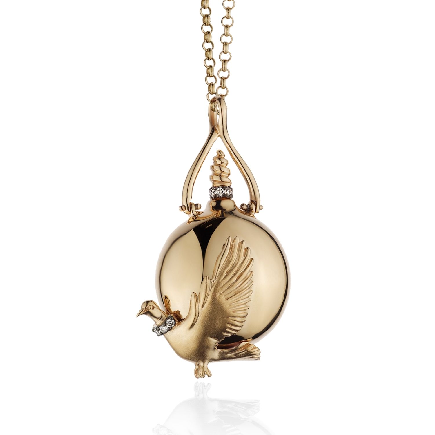 Women’s Rose Gold Dove’s Neckring Perfume Bottle Necklace With Diamond Melie Jewelry