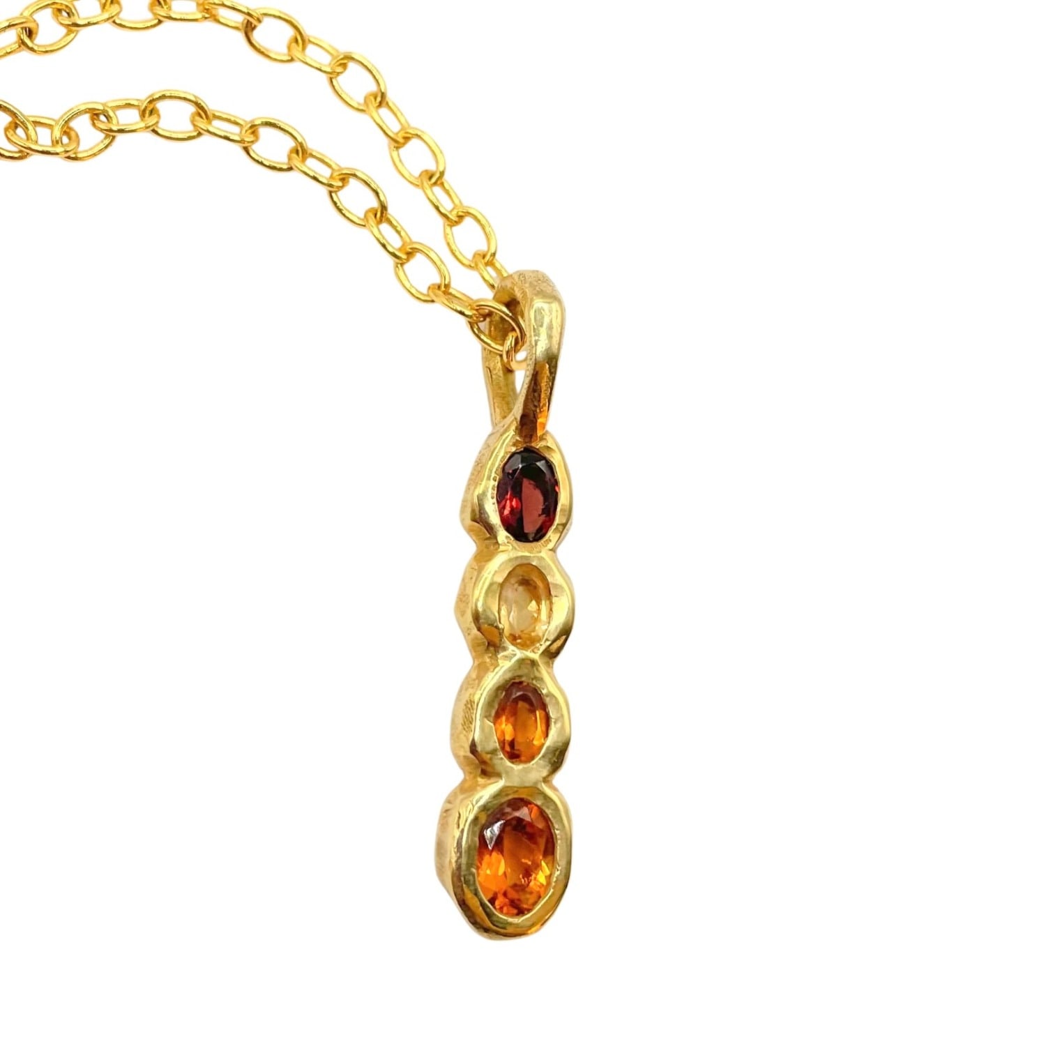Amy Delson Jewelry Women's Red / Yellow / Orange Ophelia - Ombré Garnet, Orange Citrine Four Stone Gold Pendant Necklac