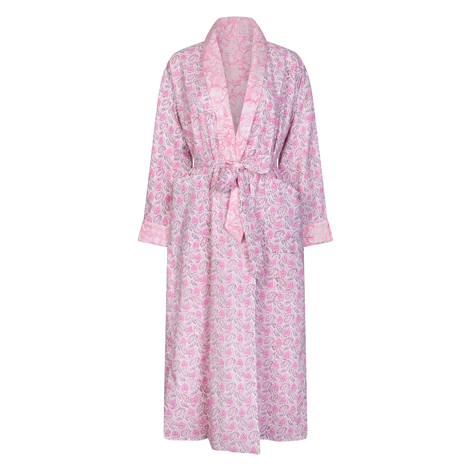 Nologo-chic Women's Pink / Purple Rosebud Reversible Robe Cotton Pink In Pink/purple