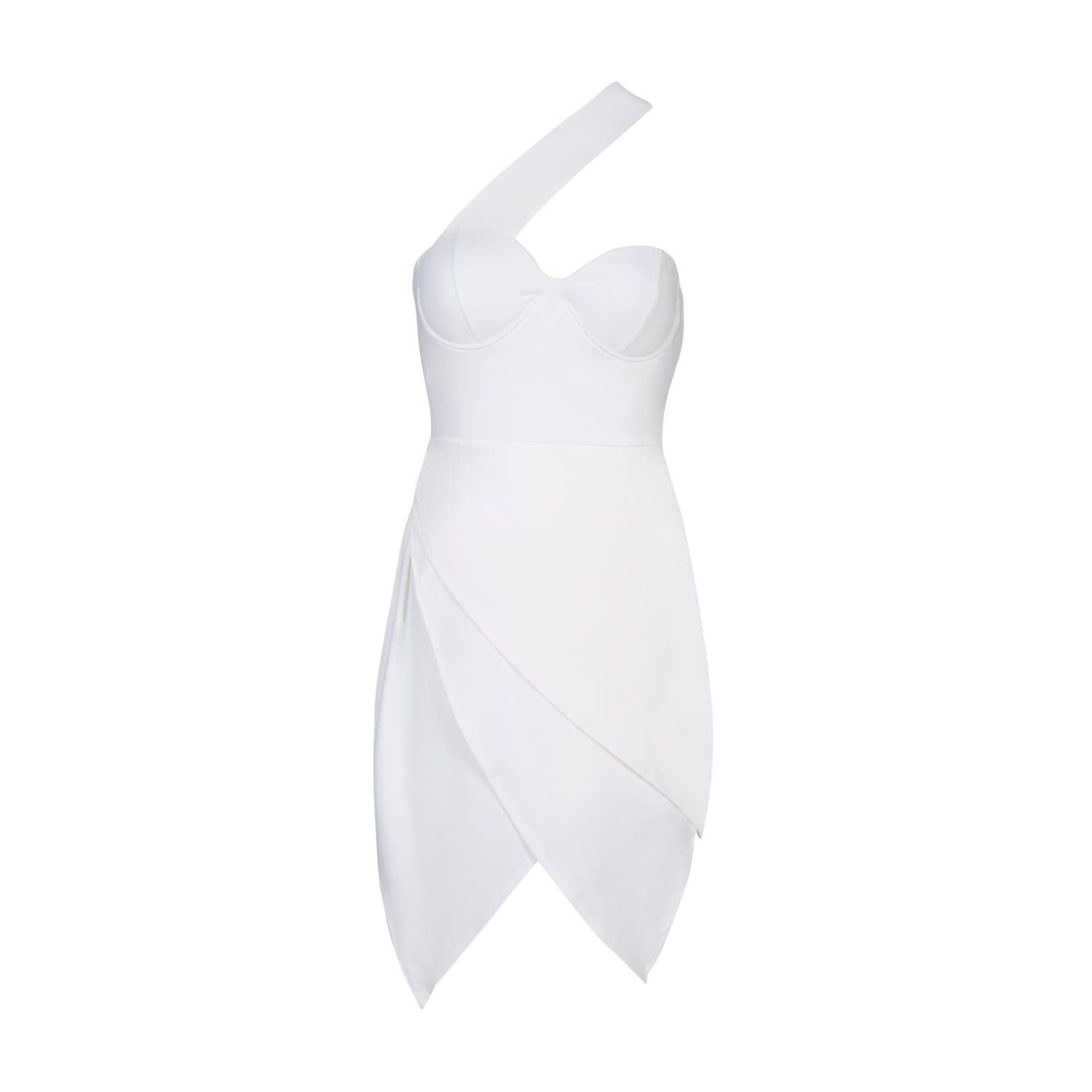 ★RAIVE★ Unbalanced Strap Long Dress in White VW4MO22001 ☆RAIVE☆ Unbalanced Strap Long Dress in White VW4MO22001