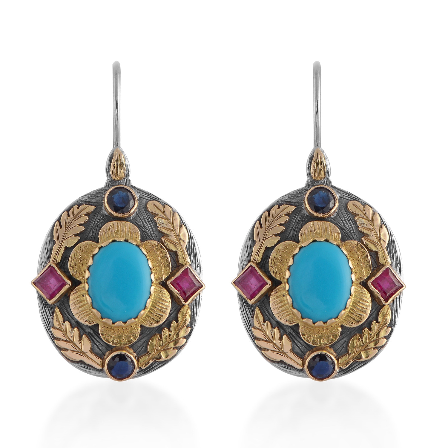 Emma Chapman Jewels Women's Blue Ishana Turquoise Ruby Sapphire Earrings In Blue