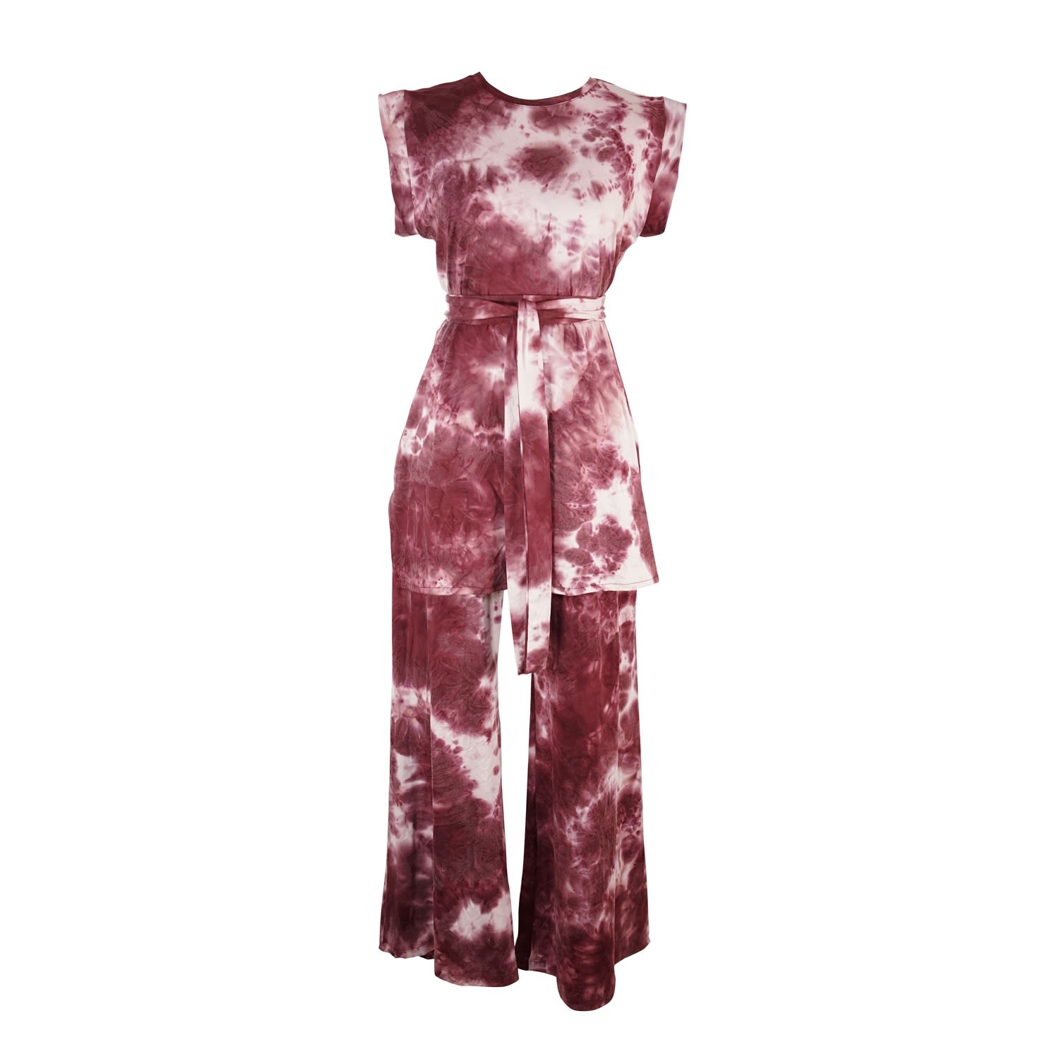Jennafer Grace Women's Pink / Purple Bordeaux Tiedye Tunic & Palazzo Pant Set