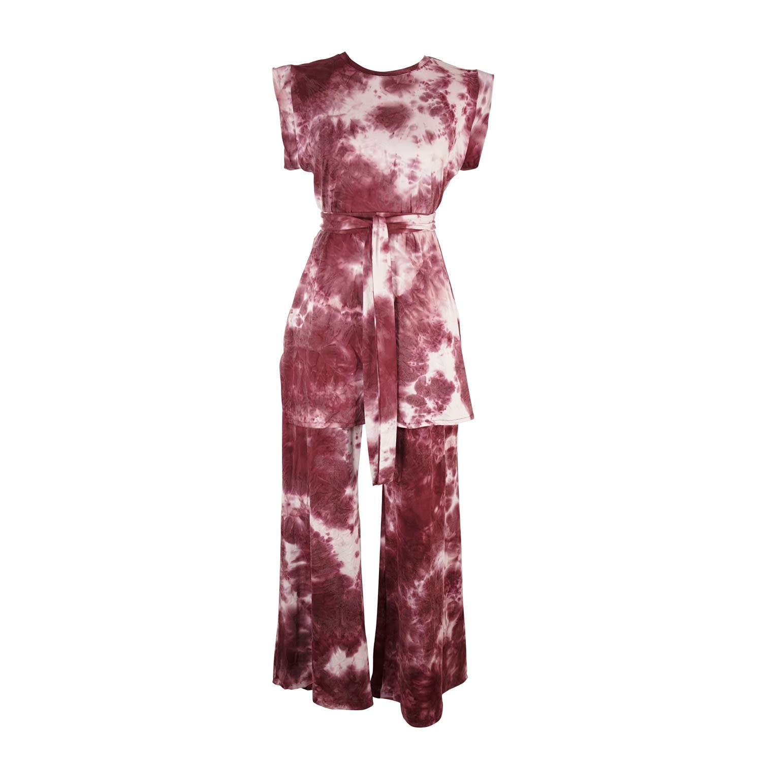 Women’s Bordeaux Tiedye Tunic & Palazzo Pant Set Small Jennafer Grace