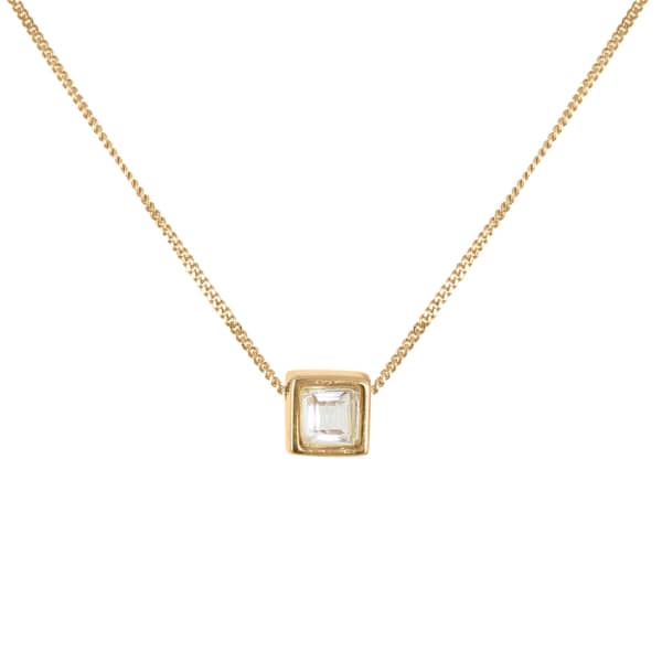 GUCCI WOMEN'S WHITE TOPAZ SQUARE CUT NECKLACE - GOLD