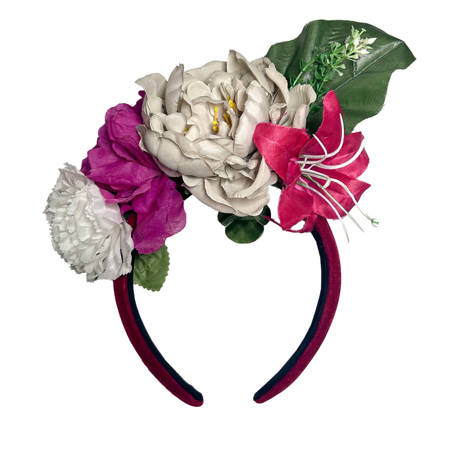 Women's Red Marlowe Velvet Oversized Flower Headband | One Size | Natalia Petruch