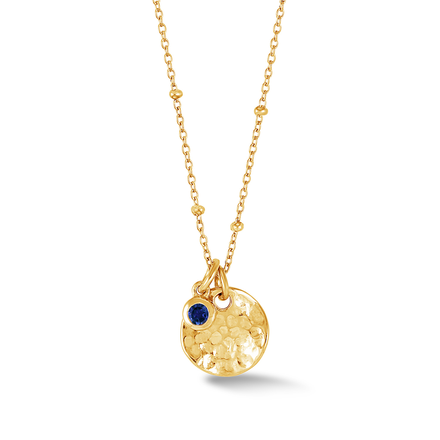 Dower & Hall Hammered Disc Sapphire Necklace In Gold