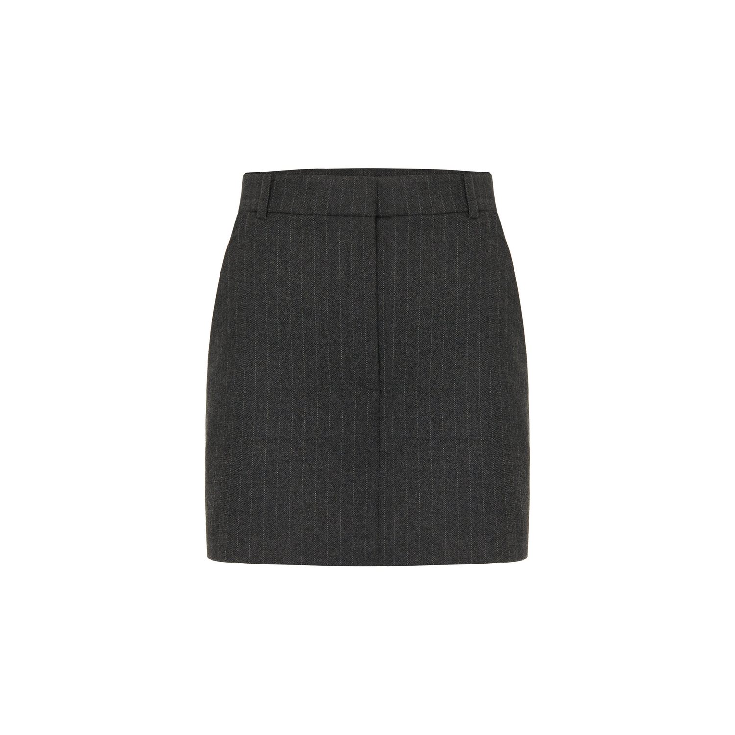 Rue Les Createurs Women's Grey Striped Wool Textured Anthracite Shorts Skirt In Grey
