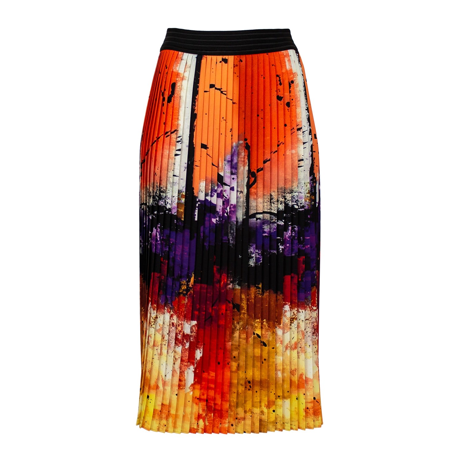 Lalipop Design Women's Colorful & Abstract Print Pleated Midi Skirt In Black