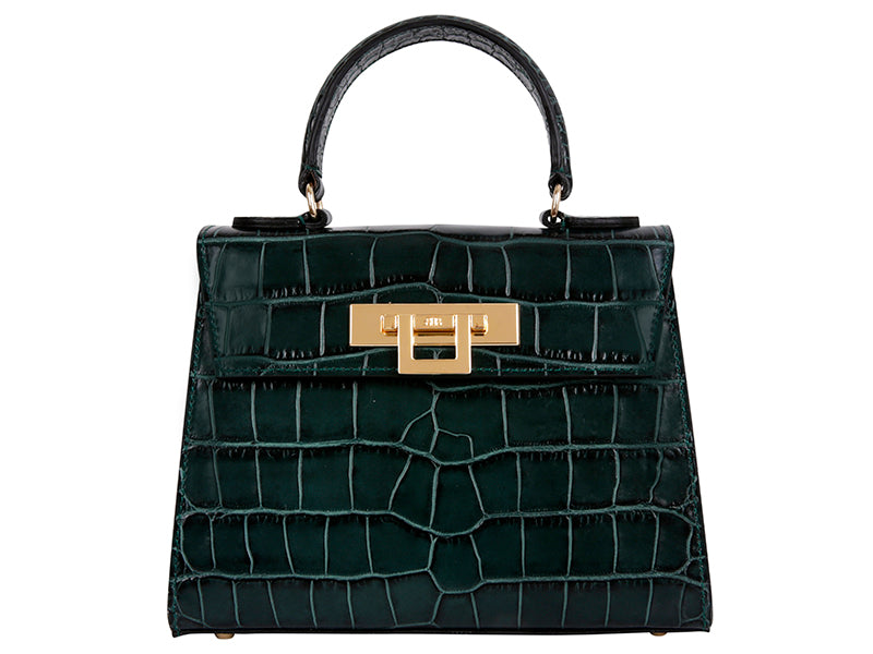 Women’s Fonteyn Midi Orinoco Print Calf Leather Handbag - Dark Green Lalage Beaumont