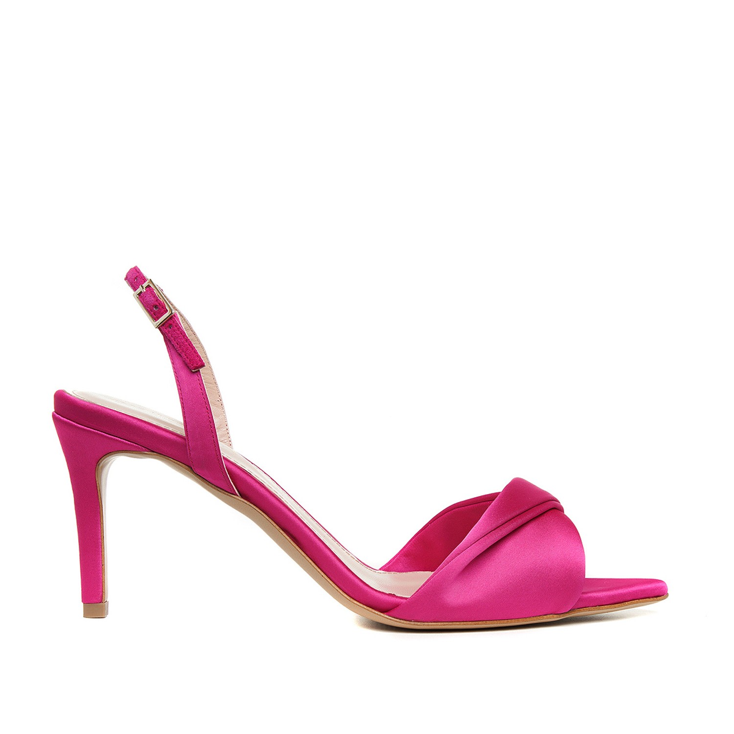 Women’s Pink / Purple Chloe Fuchsia Satin Sandals Low Heel 4.5 Uk Ginissima