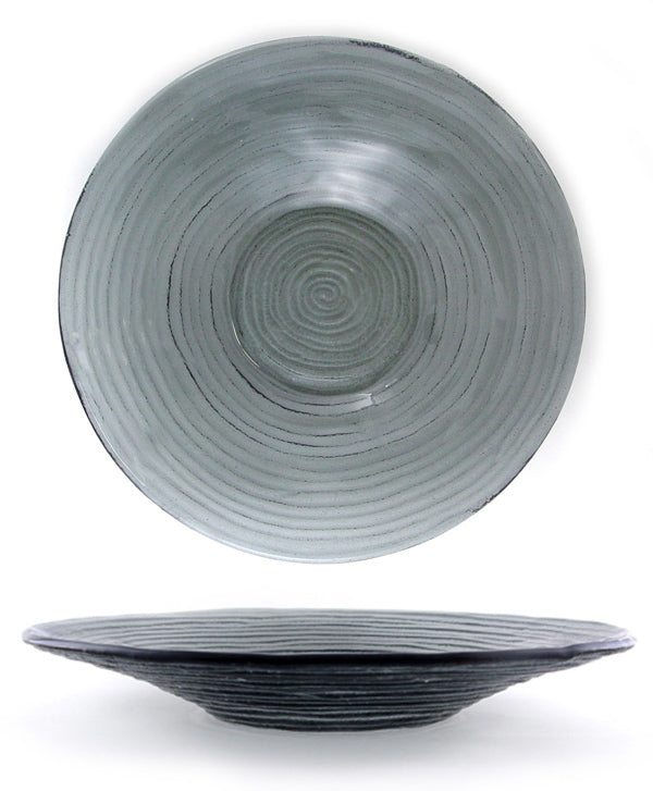 Turgla Home Grey Glass Dinnerware Round Charcoal Glass Bowl