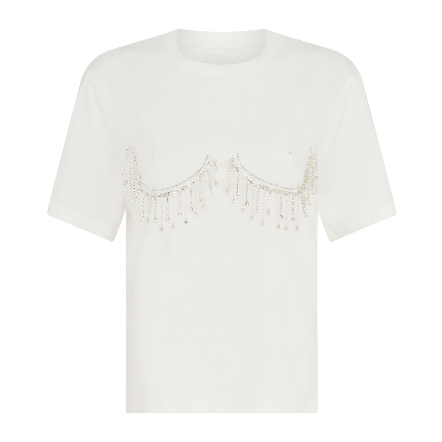 Sour Figs Women's Crystal Fringed T-shirt In White In White