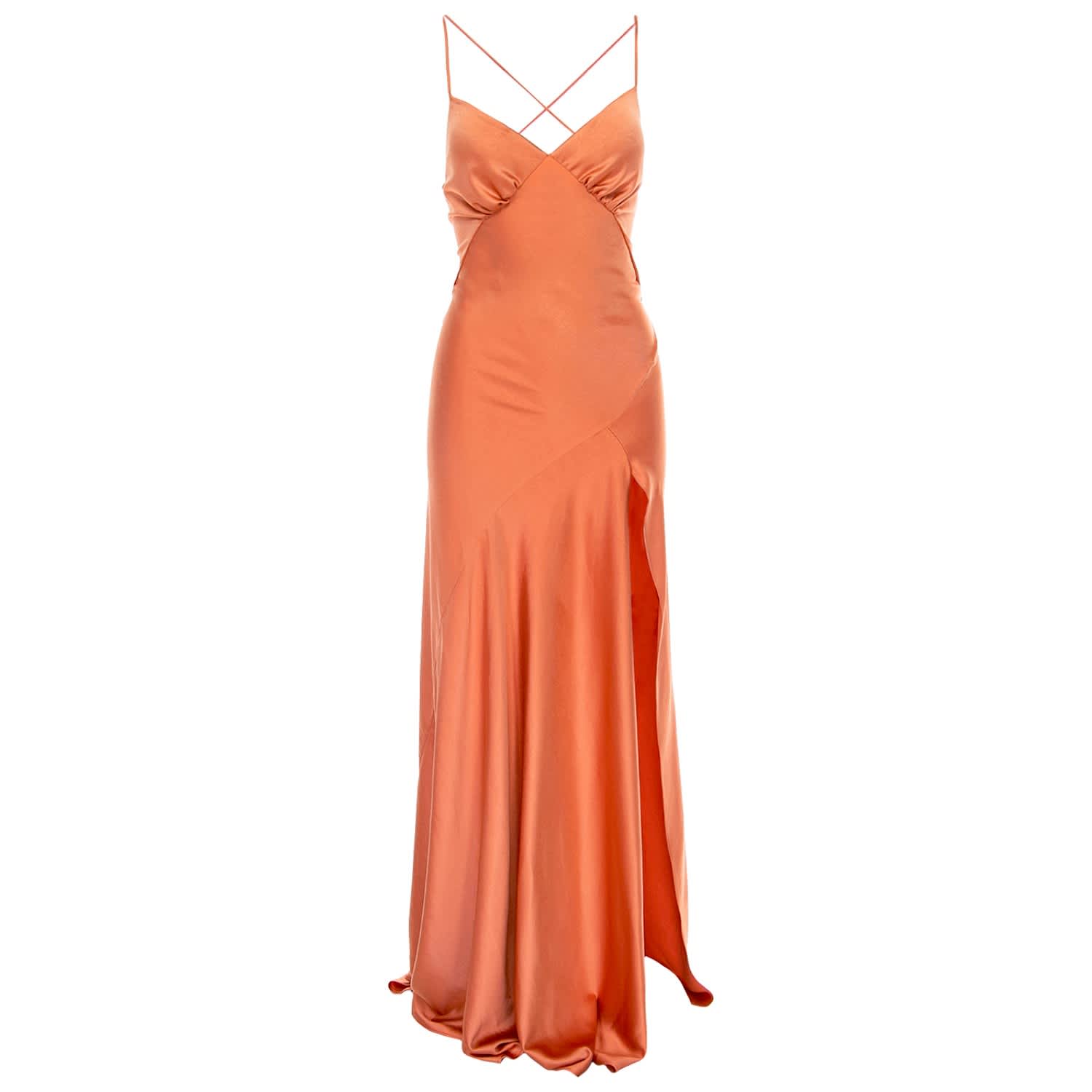 Seville Satin Maxi Dress In Orange | ROSERRY | Wolf & Badger