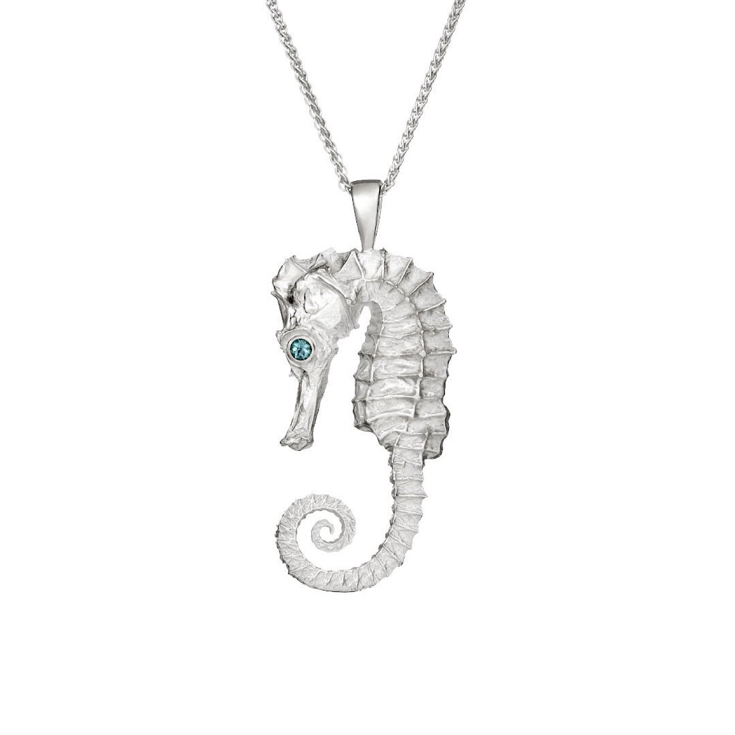 Women’s Blue / Silver Cordelia Seahorse Necklace - Silver & Blue Tourmalines Wild & Fine Jewellery