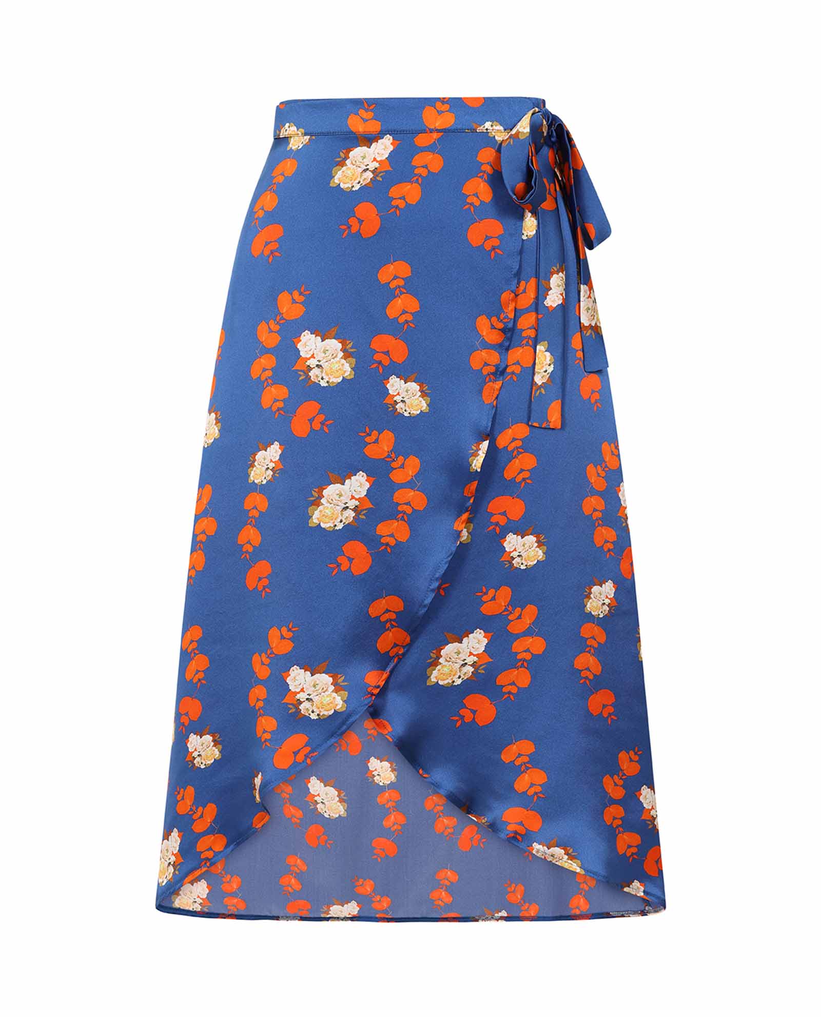 Women’s Blue Floral Silk Wrap Skirt Extra Large Sophie Cameron Davies