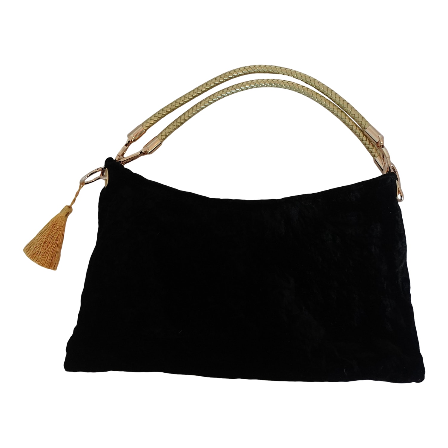 Romer Millinery Women's Black / Gold Morphy Moldable 3 Way "scoop" Bag Black Velvet With Tassel In Multi