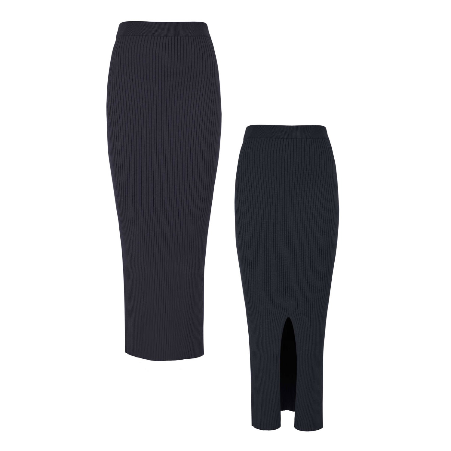 Salanida Women's Madonna Ribbed-knit Midi Skirt Black In Black