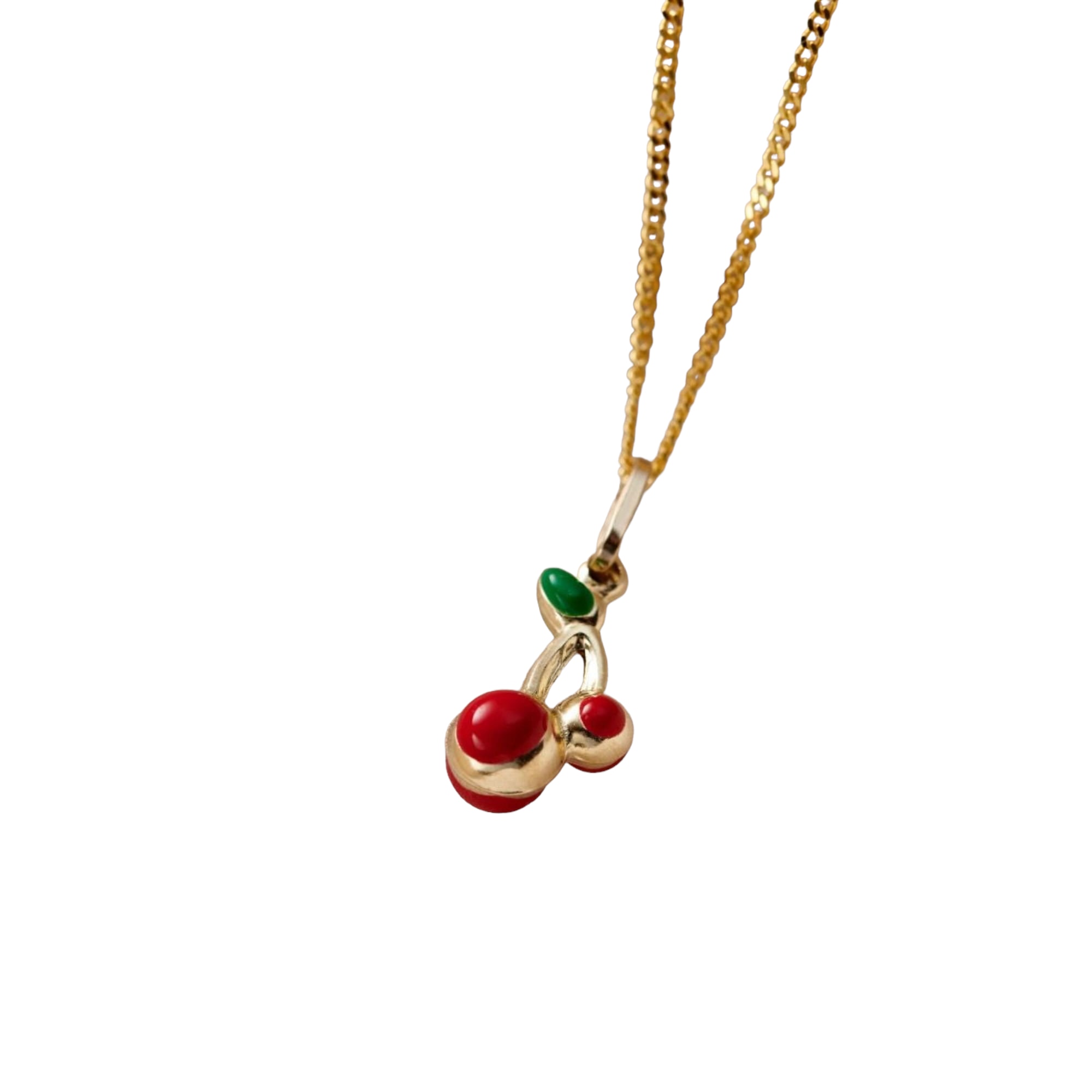 Posh Totty Designs Women's Gold Enamel Cherry Charm Necklace