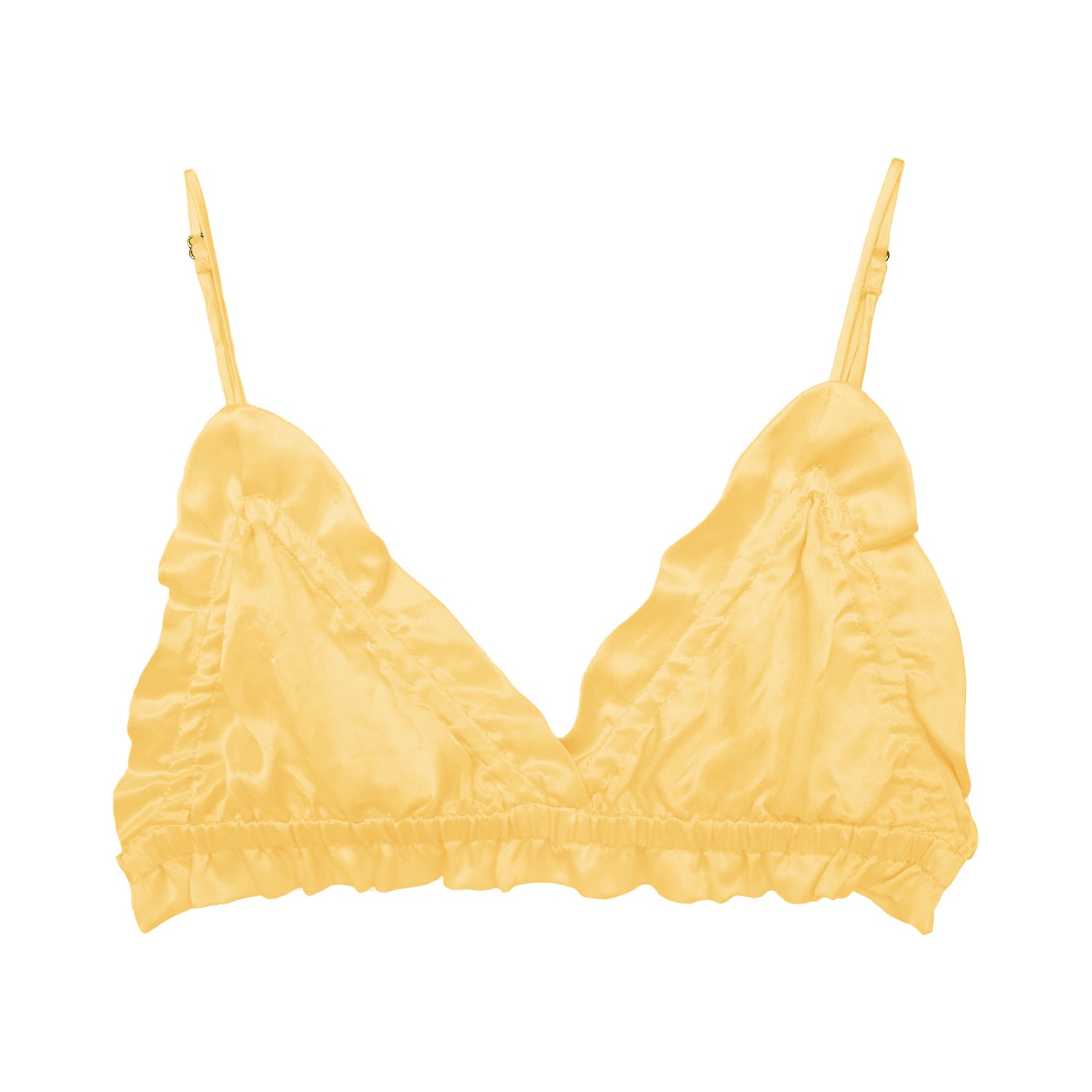 Crease Women's Yellow / Orange Silk Scalloped Triangle Bra - Yellow In Yellow/orange