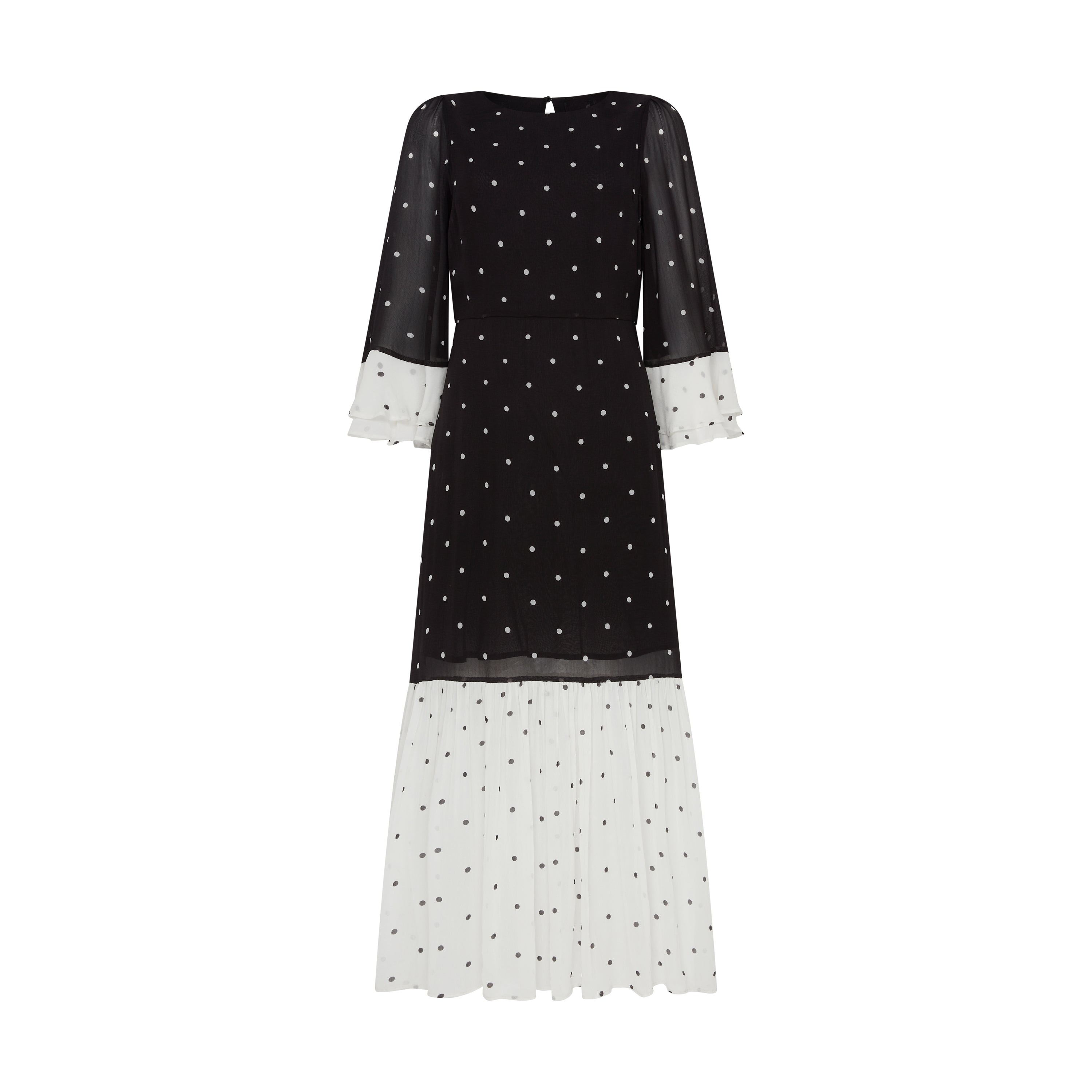 Rose & Nancy Women's Black / White Ella Spot Maxi Dress In Black/white