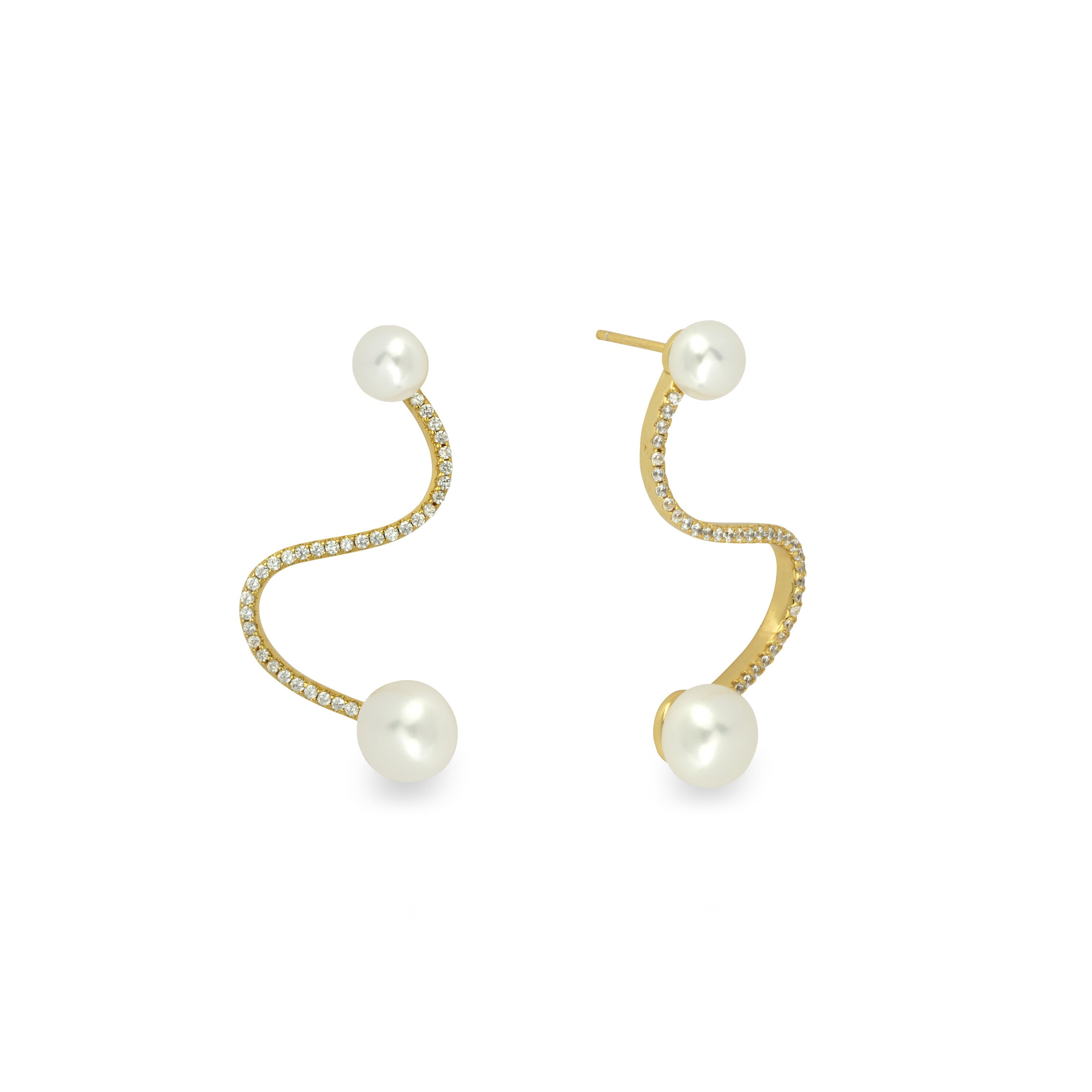 Women’s Pearl Wave Earrings In Gold Gold Trip