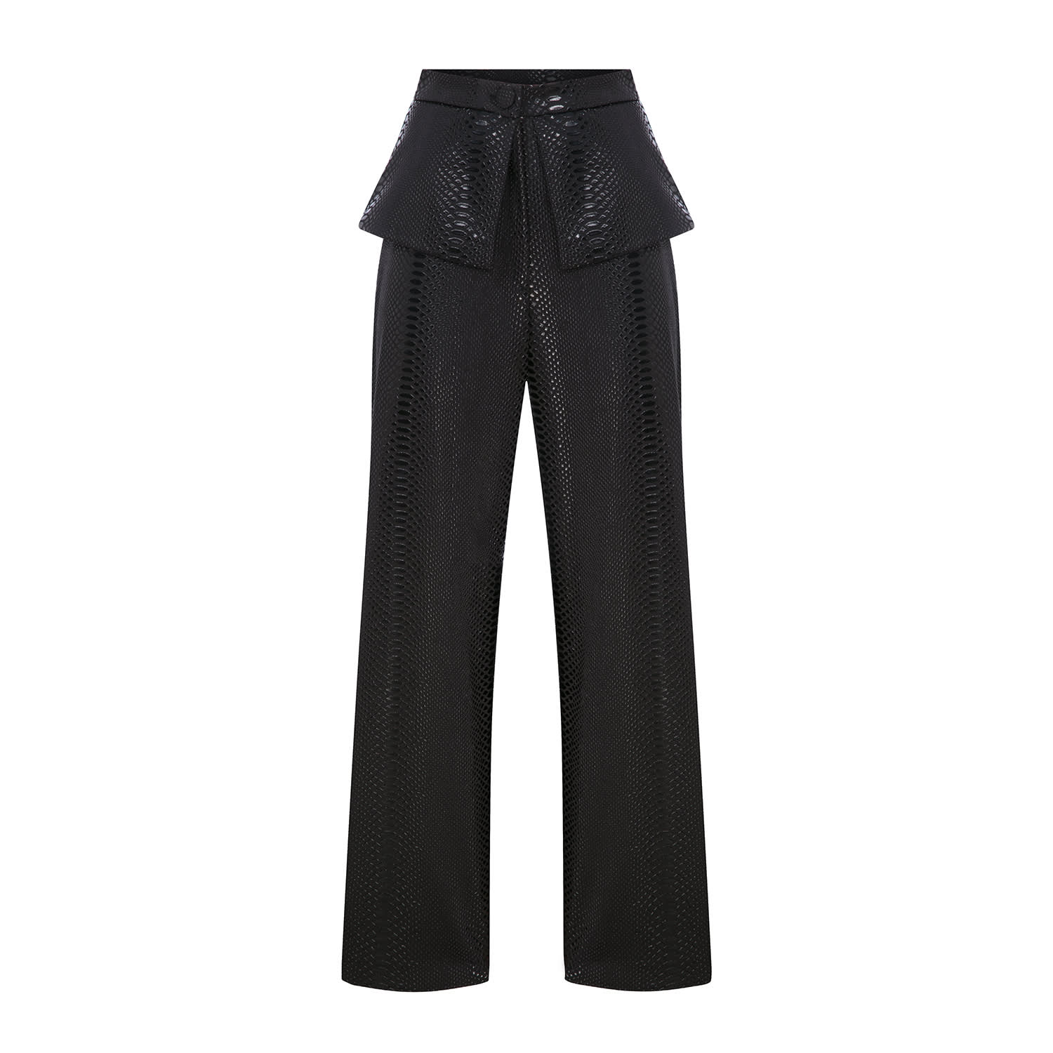 Zan Studio Women's Python Straight Pant With Frill Black In Black