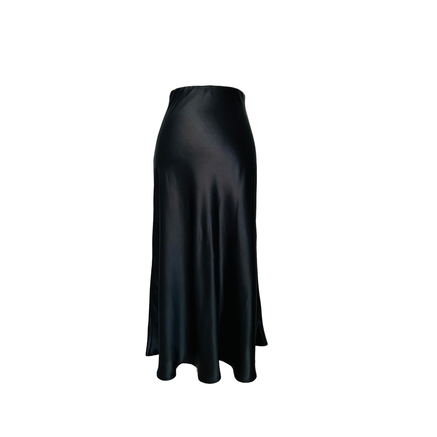 Pure Mulberry Silk Bias Cut Slip Midi Skirt Black | Marche' DU