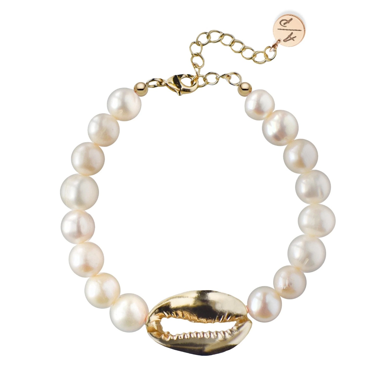 Adriana Pappas Designs Women's White Pearl Bracelet With Shell - Gold Plated In White
