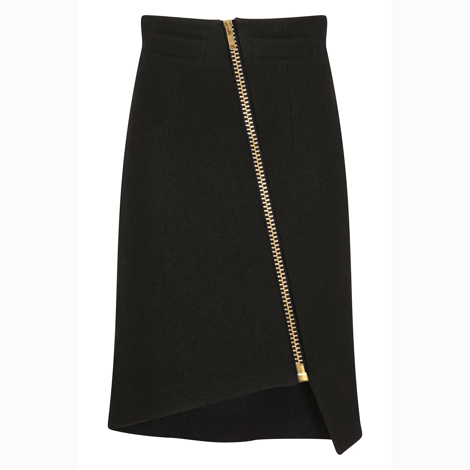 Women's Black Kim The High Sculpted Waist Skirt With Asymmetric Front | Medium | F.j.k by Farah Kadhimi