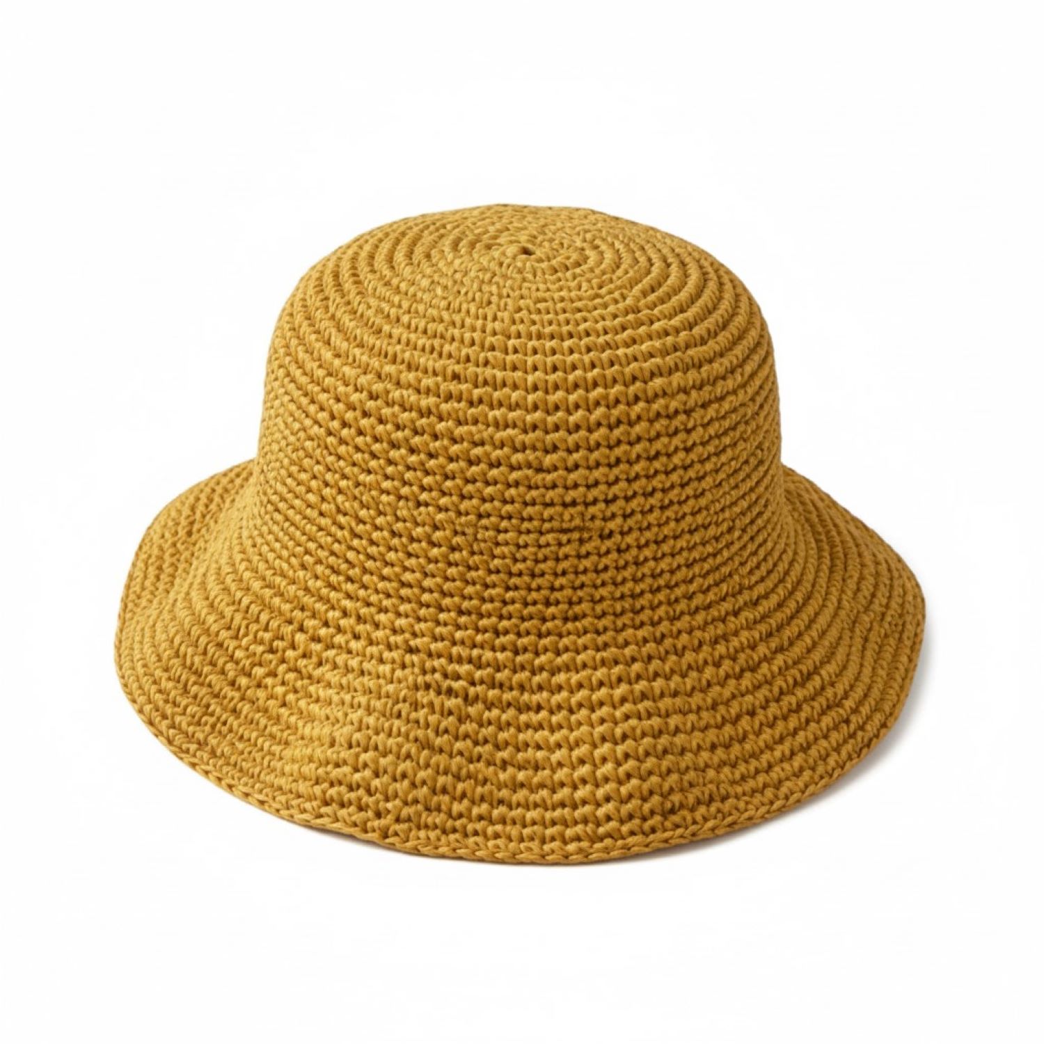 Women's Brown / Yellow Luxury Handmade Raffia Crochet Bucket Hat – Premium Mustard Butterfly | Springmoonatelier