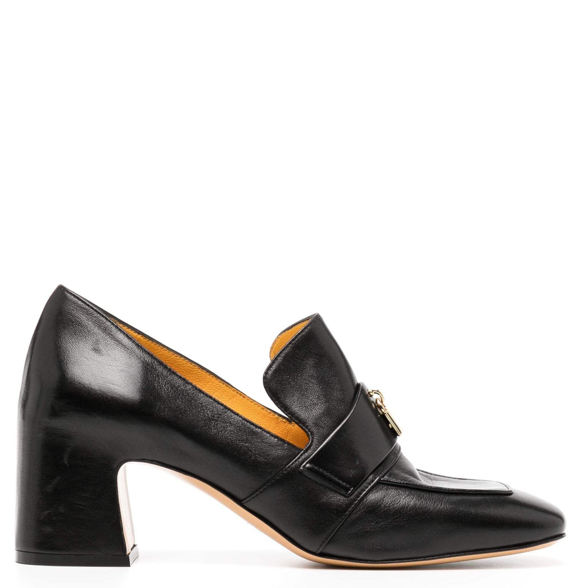 Madison.maison Women's Black Leather Lock Heel Loafer In Black