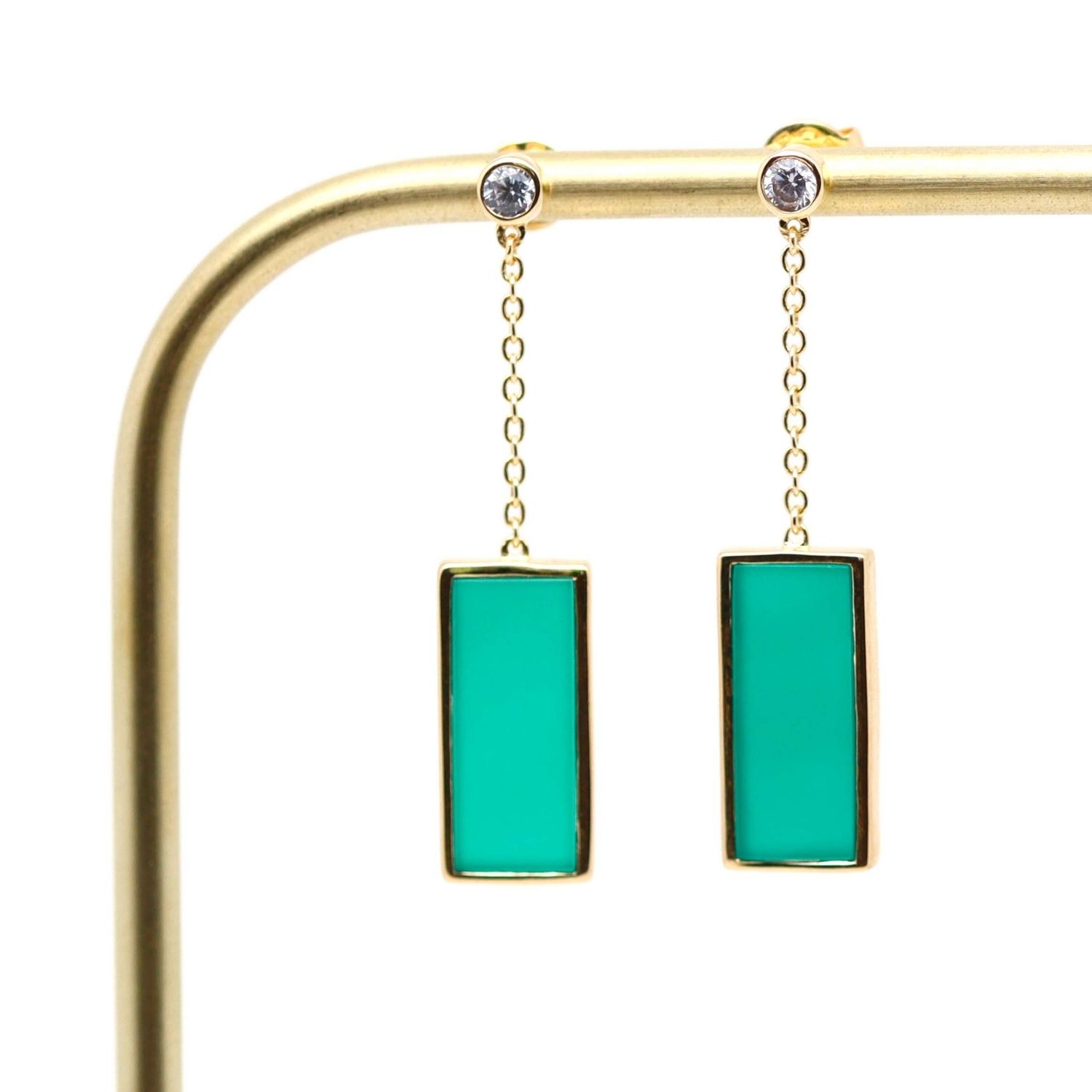 Women’s Gold / Green Augustine Green Onyx Earrings Lambertine Sas