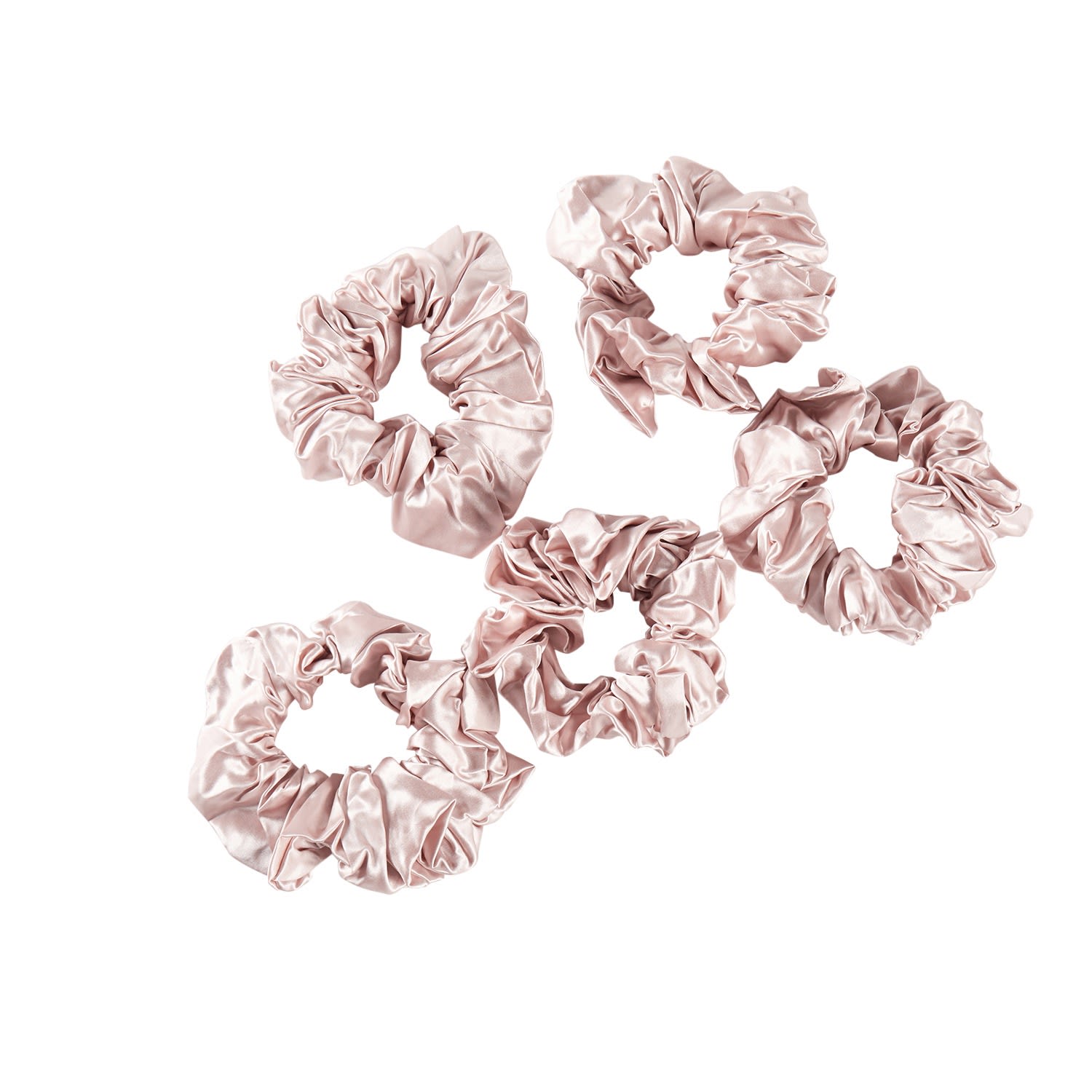 Women's Black / Pink Pure Mulberry Silk French Scrunchie Set Of Five In Baby Pink | One Size | Soft Strokes Silk