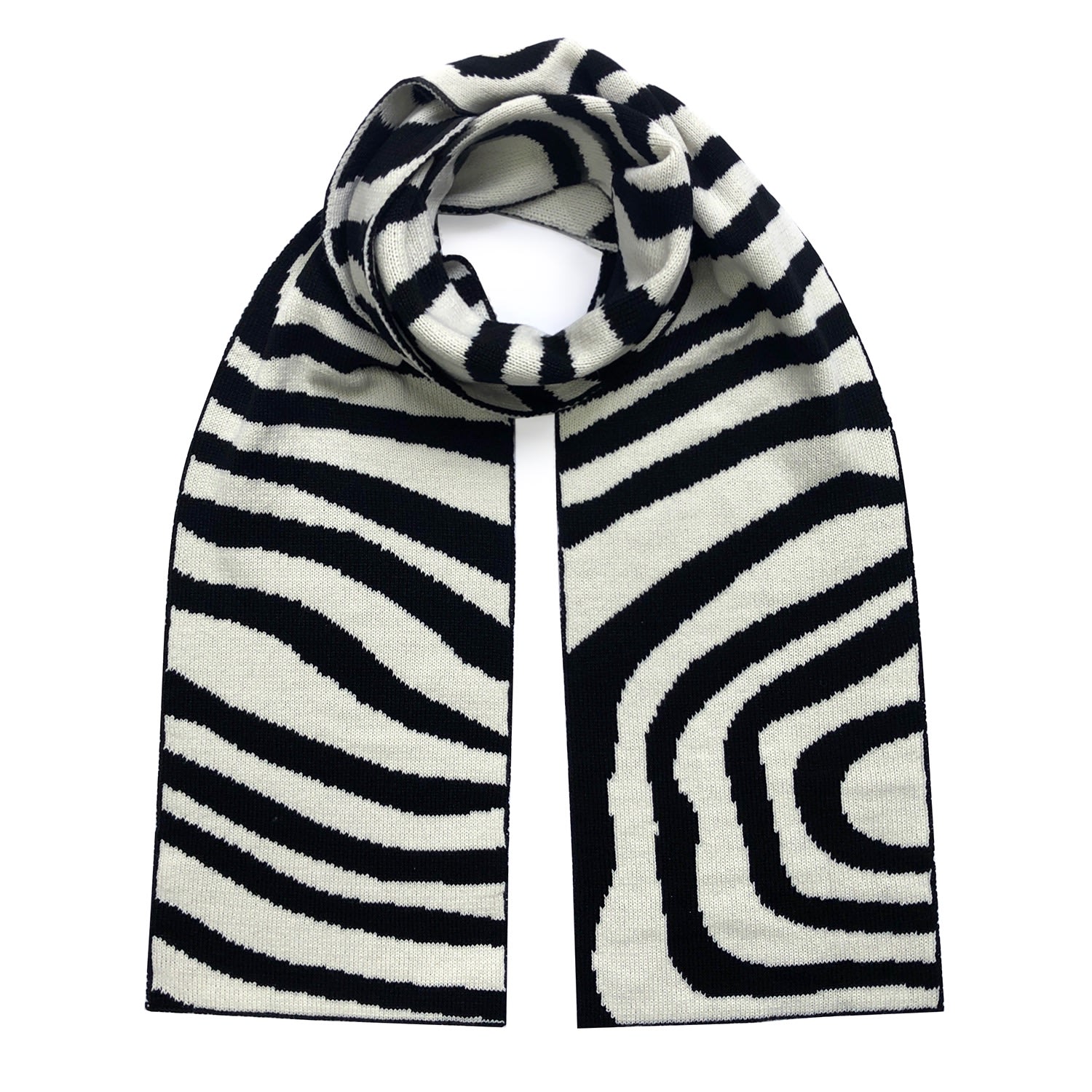 Ingmarson Black / White Organic Stripes Wool & Cashmere Scarf Men In Multi