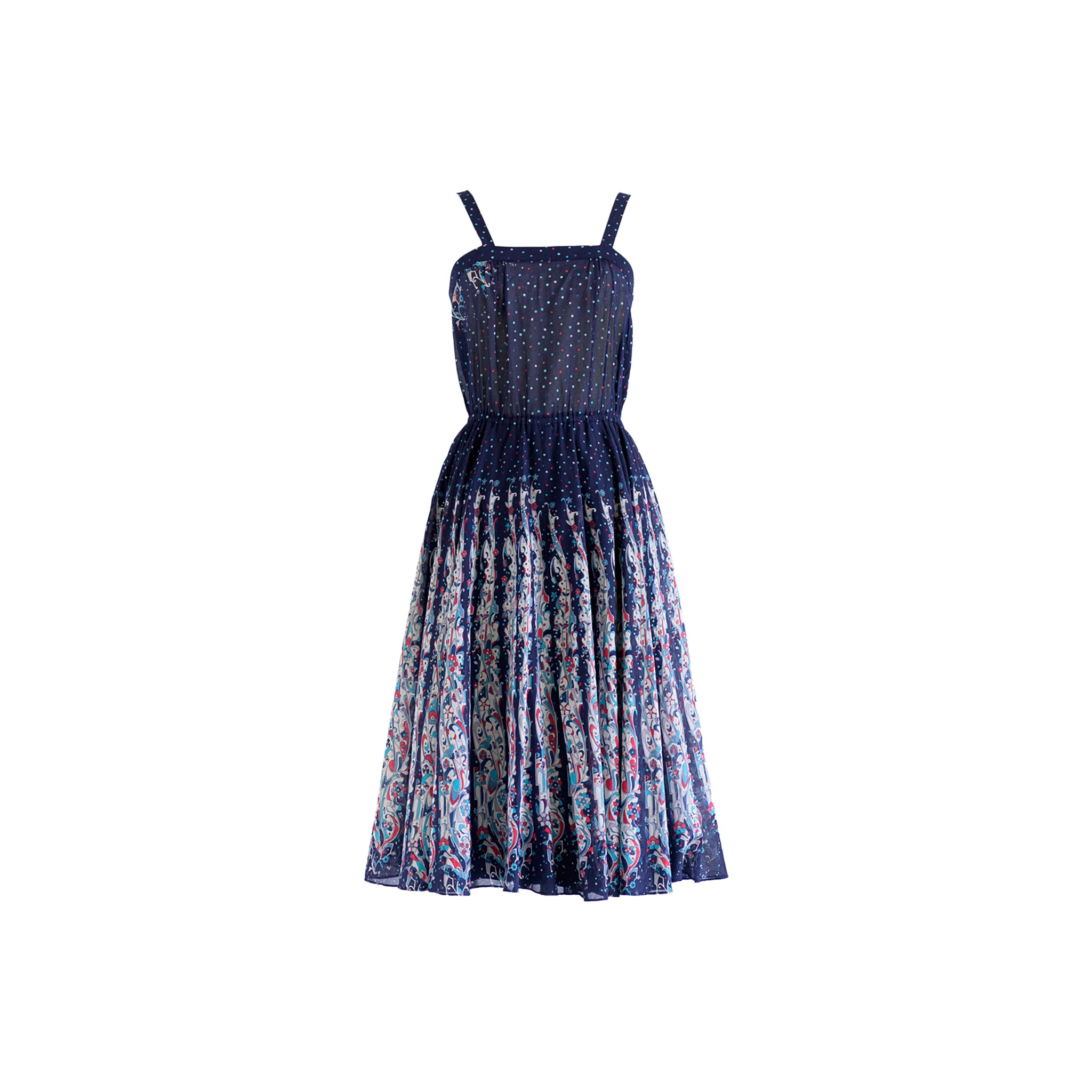 Sugar Cream Vintage Women's Vintage Cotton Blue Base Boho Print Midi Dress In Blue