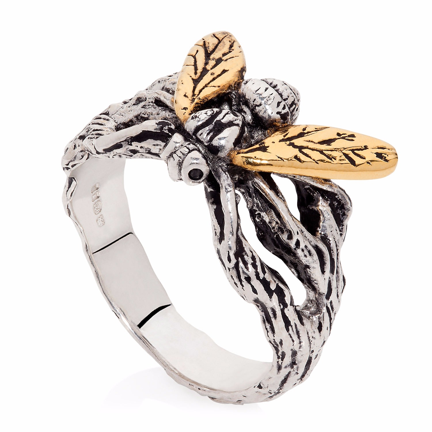 Women’s Silver / Gold Gilded Hoverfly Ring Yasmin Everley Jewellery