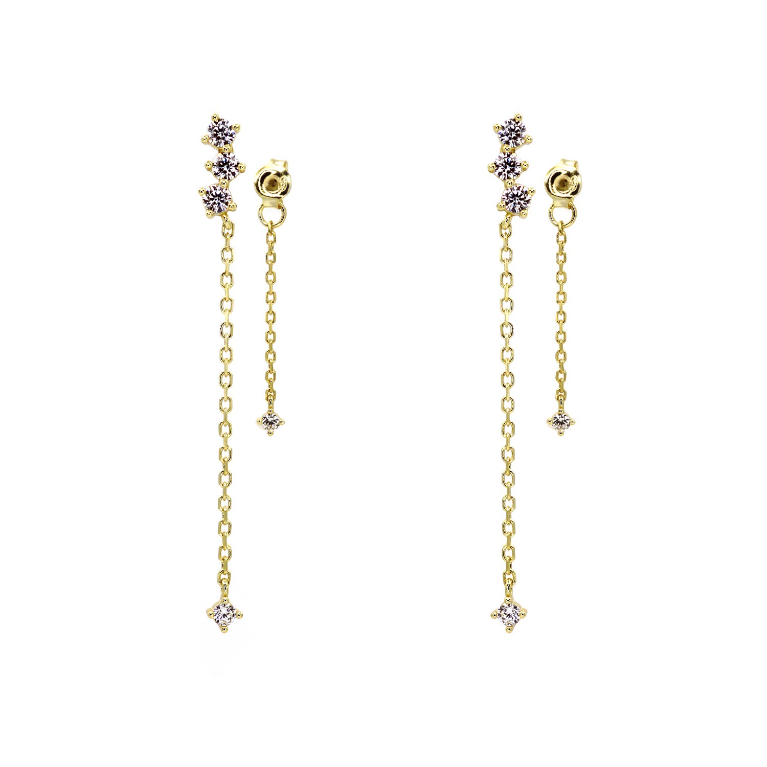 Vicstonenyc Fine Jewelry Women's Lab Diamond Double Layer Gold Earrings In Gold
