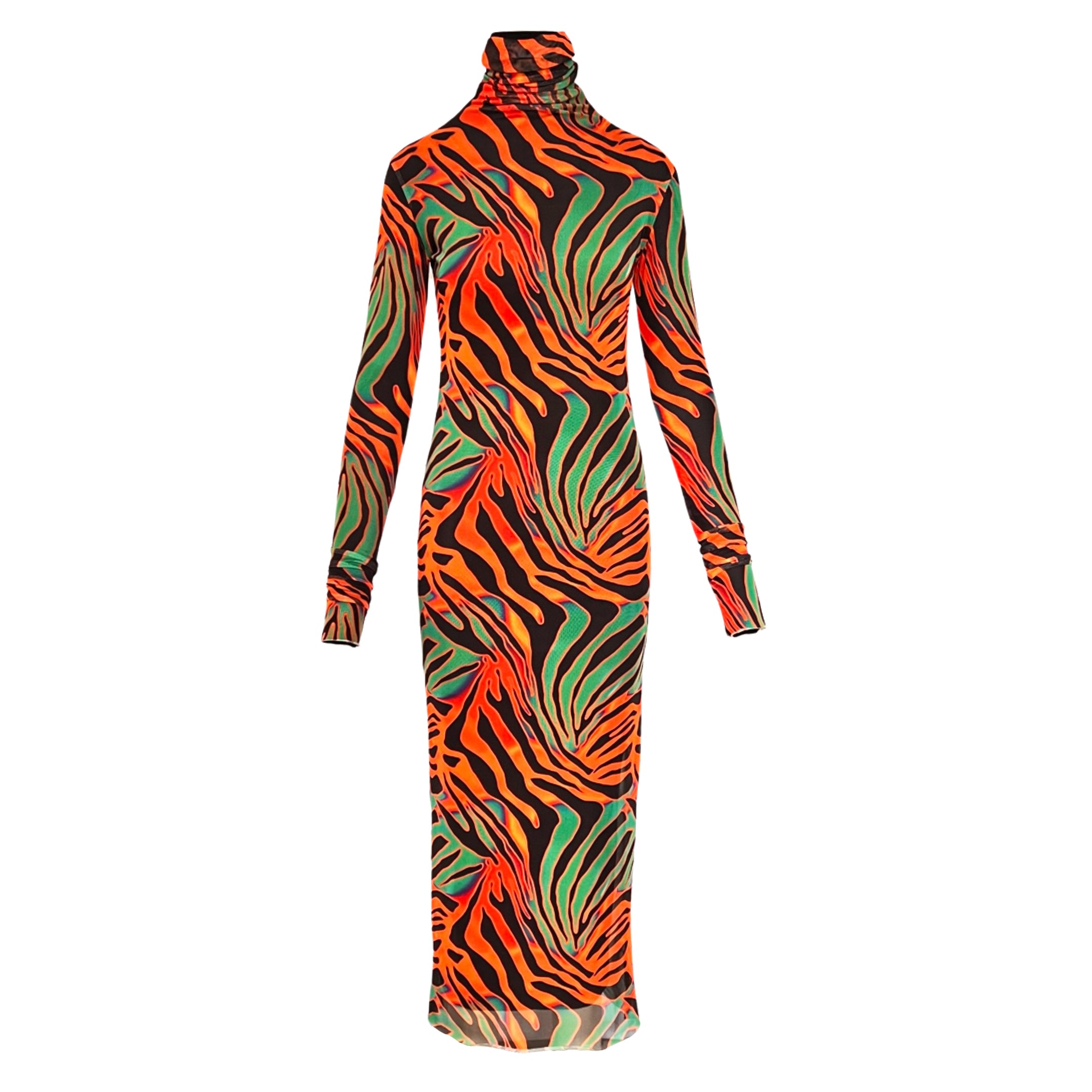 Women’s Green / Black / Yellow Printed Mesh Dress - Orange, Green & Black Xs/S L2R the Label