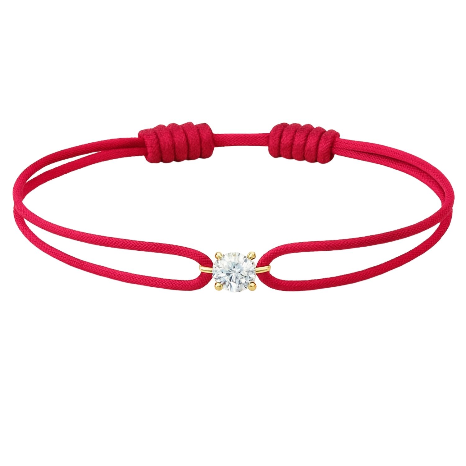 Dyamka Women's Red / Gold Diamond Red Cord Bracelet Yellow Gold In Burgundy
