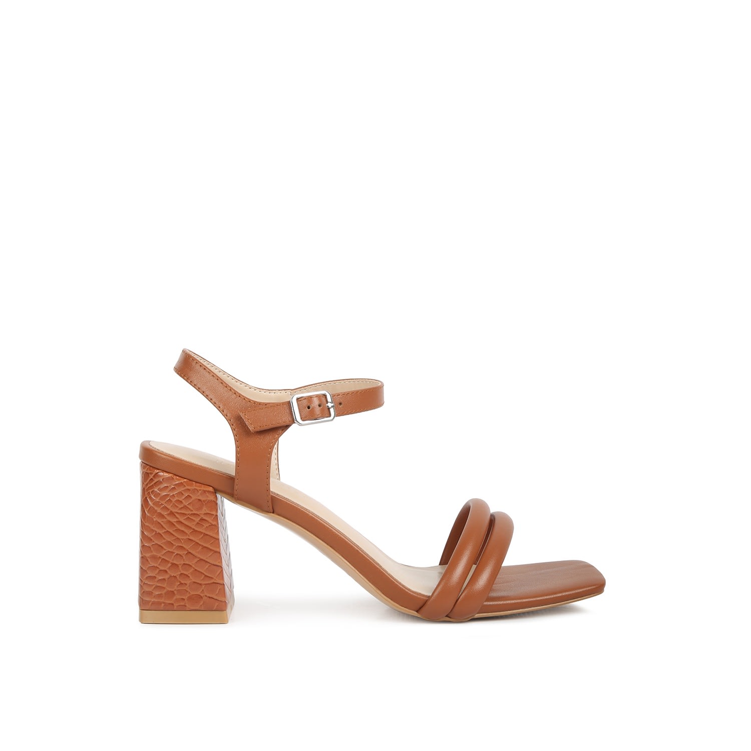 Women’s Brown Edyta Ankle Strap Block Heel Sandals In Tan 7 Uk Rag & Co.