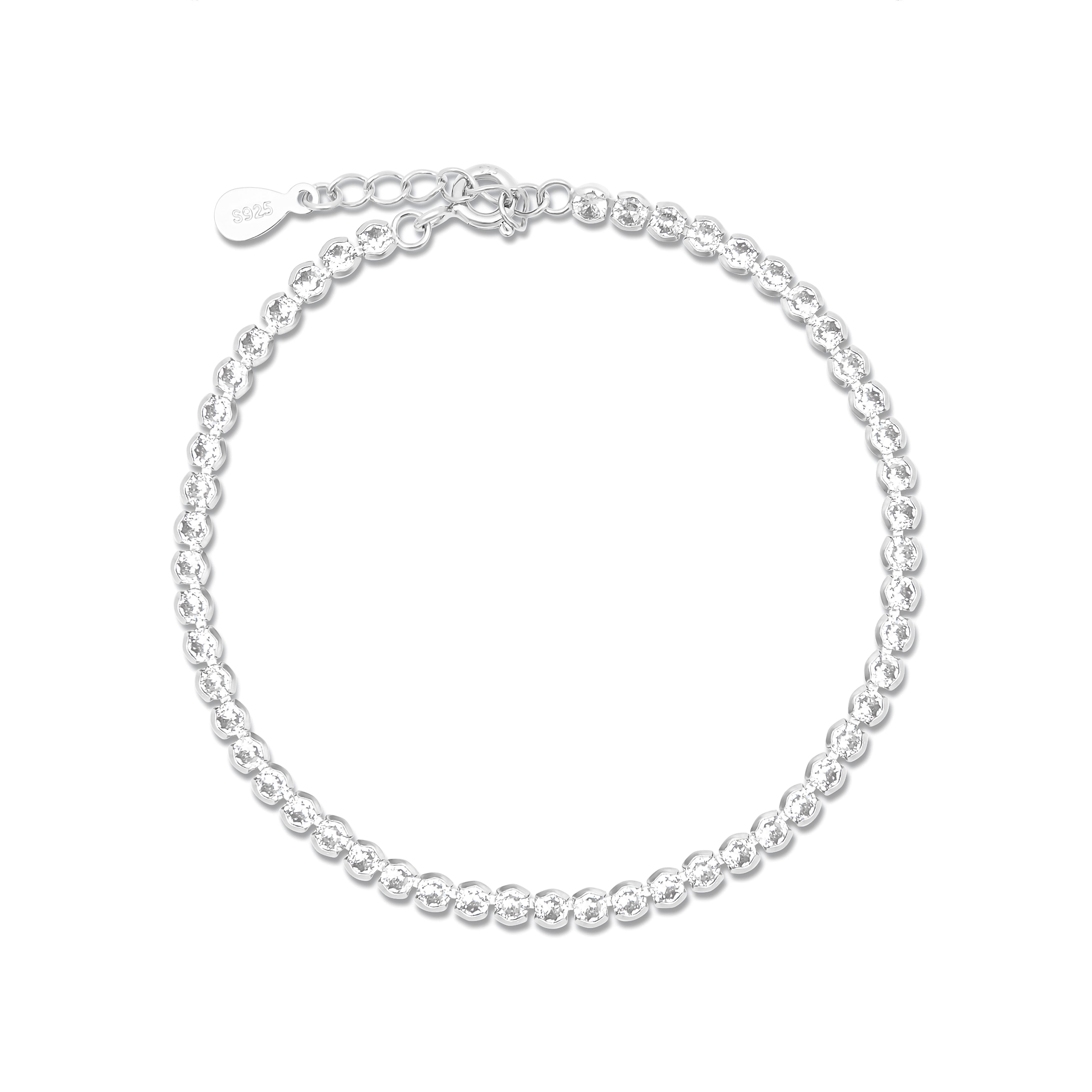 Esterah Women's Silver Round Tennis Bracelet
