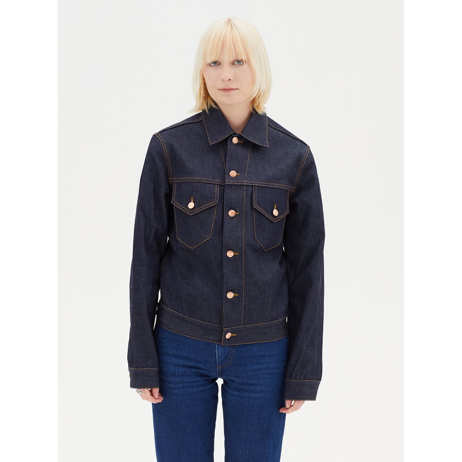 Raw denim trucker jacket discount