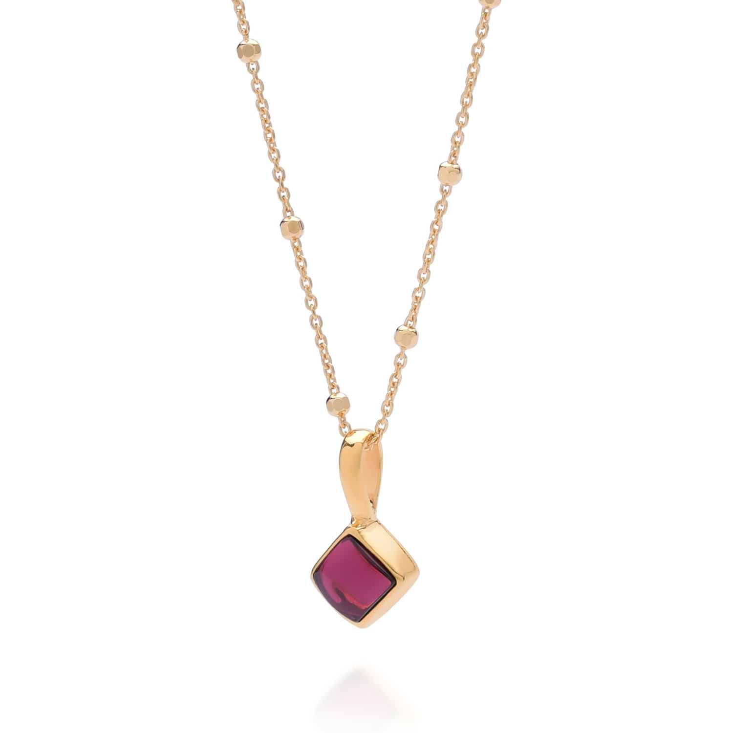 Nellou Jewellery Women's Red Diamond Garnet Necklace Birthstone January Gold Plated Sterling Silver In Red