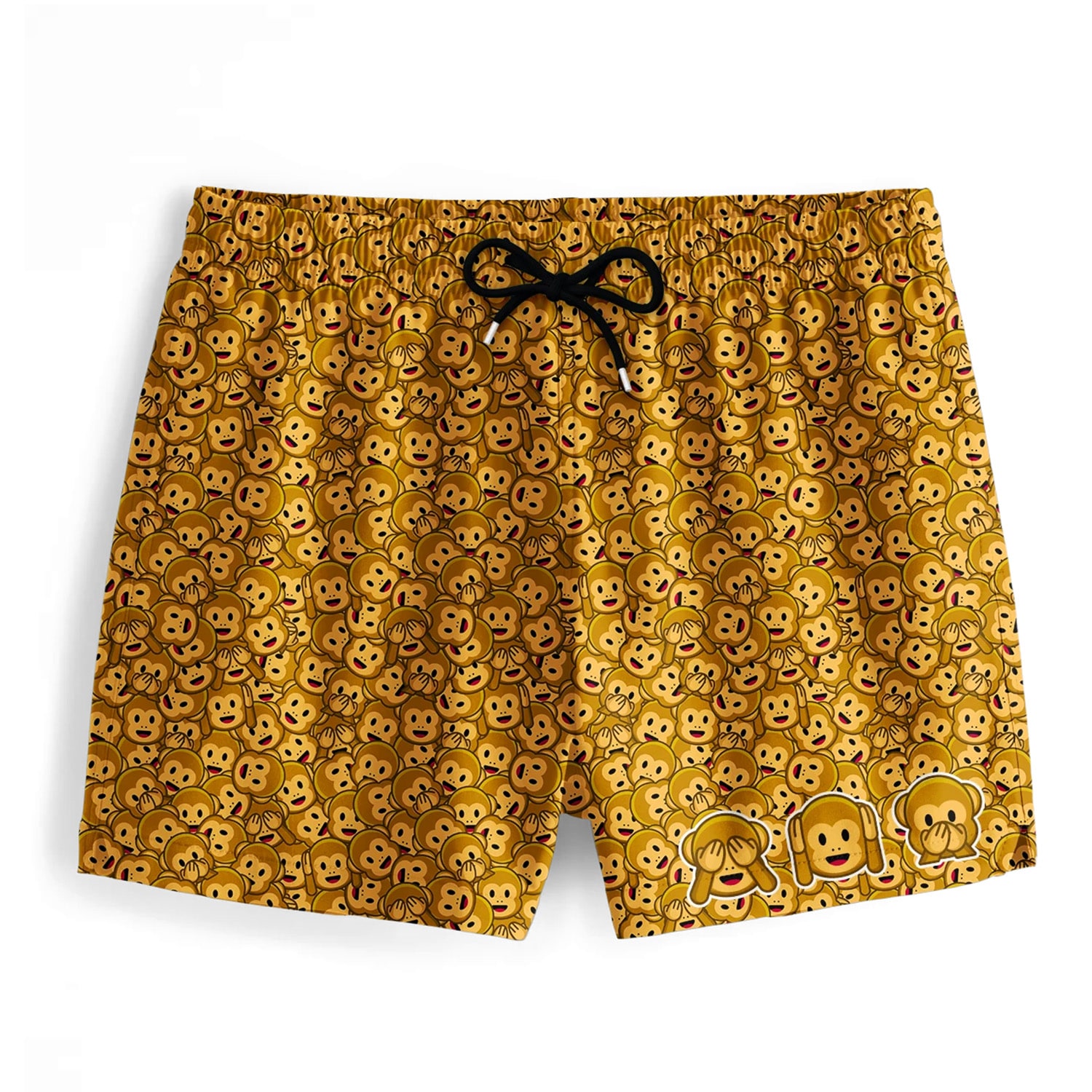 Aloha From Deer Men's Brown Three Wise Monkeys Swimming Shorts In Brown