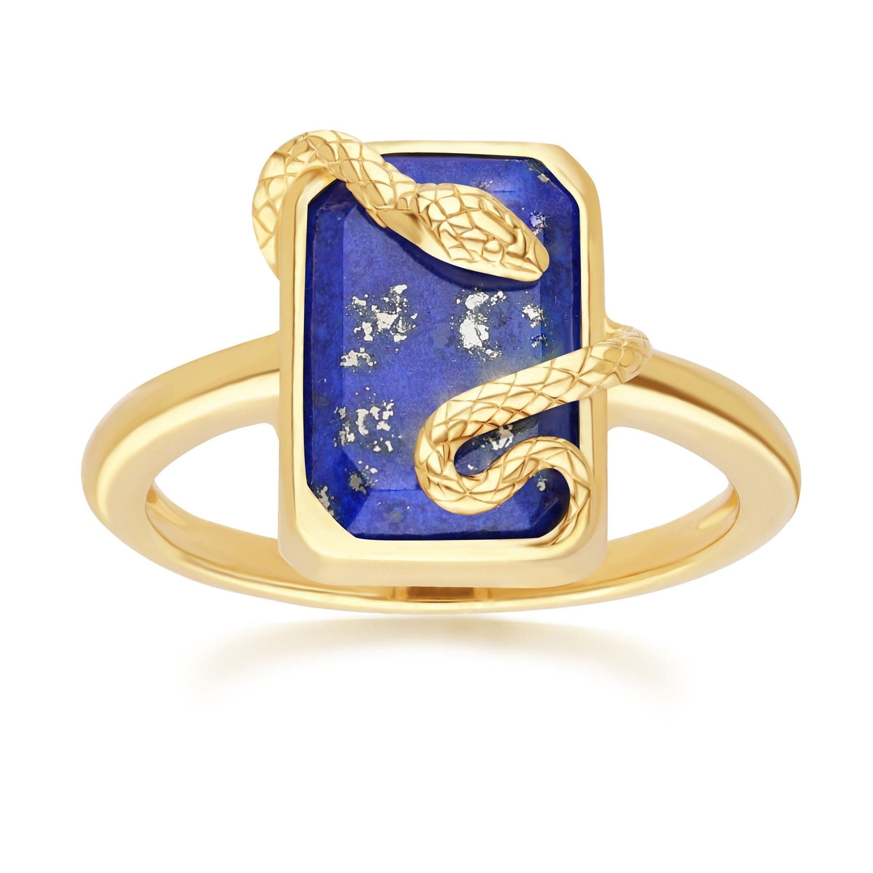 Women’s Gold / Blue Lapis Lazuli Snake Wrap Ring In Gold Plated Sterling Silver Gemondo