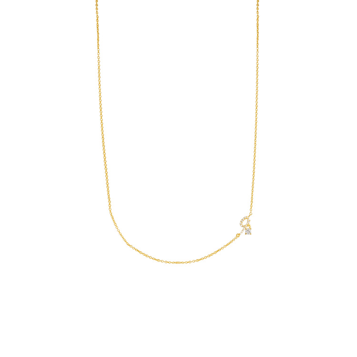 Lavani Jewels Women's Gold / White Zircon "q" Initial Necklace In Gold